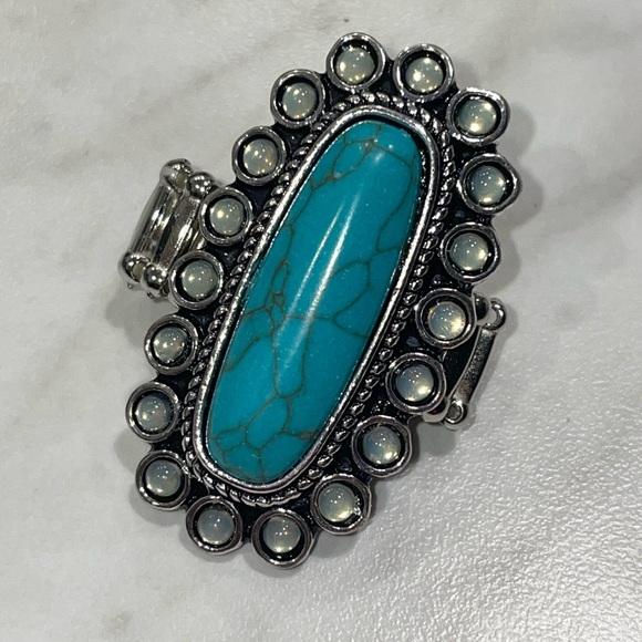 paparazzi Jewelry - Paparazzi Turquoise and Silver Statement Ring